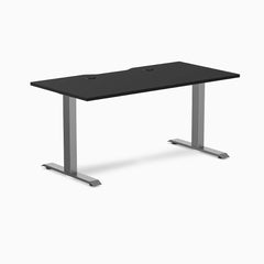 Desky Zero Scalloped Laminate Office Desk, Black desktop, Space Gray frame