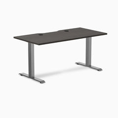 Desky Zero Scalloped Laminate Office Desk, Burnished Wood desktop, Space Gray frame