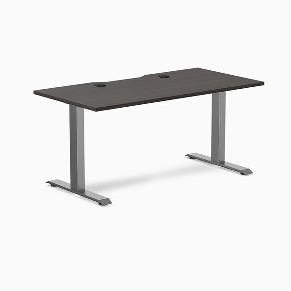 Desky Zero Scalloped Laminate Office Desk, Burnished Wood desktop, Space Gray frame