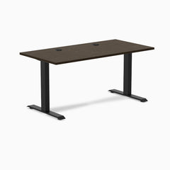 Desky Zero Bamboo Office Desk, Dark Bamboo desktop, Matte Black frame