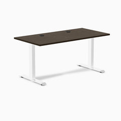 Desky Zero Bamboo Office Desk, Dark Bamboo desktop, White frame