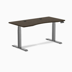Desky Dual Ergo Edge Sit Stand Desk, Dark Bamboo desktop, Space Gray frame