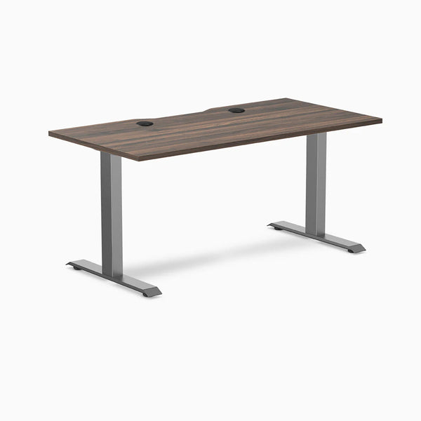 Desky Zero Scalloped Laminate Office Desk, Jarrah Legno desktop, Space Gray frame