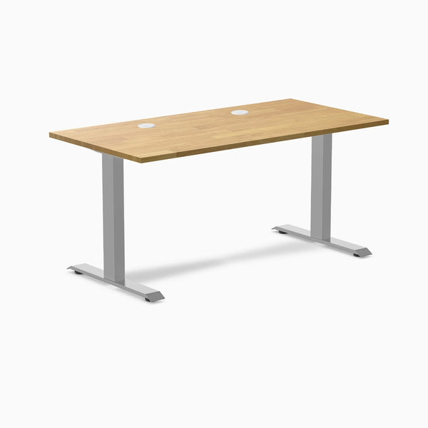 Desky Zero Rubberwood Office Desk, Light Oak desktop, Gray frame