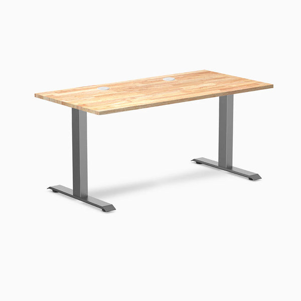 Desky Zero Rubberwood Office Desk, Natural Timber desktop, Space Gray frame