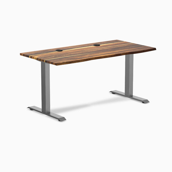 Desky Zero Hardwood Office Desk, Pheasantwood desktop, Space Gray frame