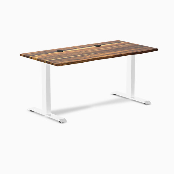 Desky Zero Hardwood Office Desk, Pheasantwood desktop, White frame
