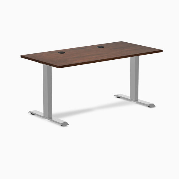 Desky Zero Rubberwood Office Desk, Red Walnut desktop, Gray frame