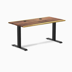 Desky Zero Hardwood Office Desk, Saman desktop, Matte Black frame