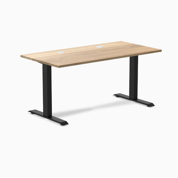 Desky Zero Hardwood Office Desk, White Ash desktop, Matte Black frame