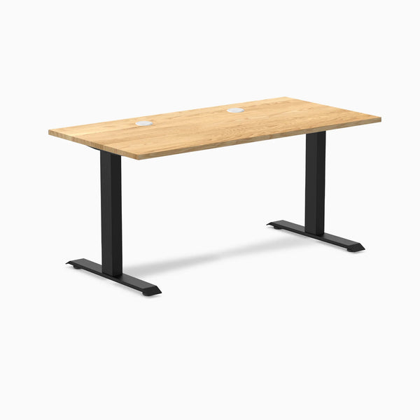 Desky Zero Hardwood Office Desk, White Oak desktop, Matte Black frame