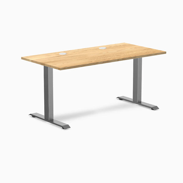 Desky Zero Hardwood Office Desk, White Oak desktop, Space Gray frame