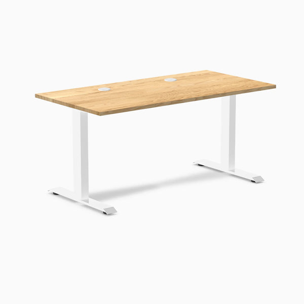 Desky Zero Hardwood Office Desk, White Oak desktop, White frame