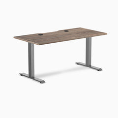 Desky Zero Scalloped Laminate Office Desk, Natural Walnut desktop, Space Gray frame