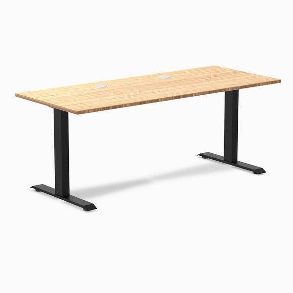 Desky Zero Bamboo Office Desk, Bamboo desktop, Matte Black frame