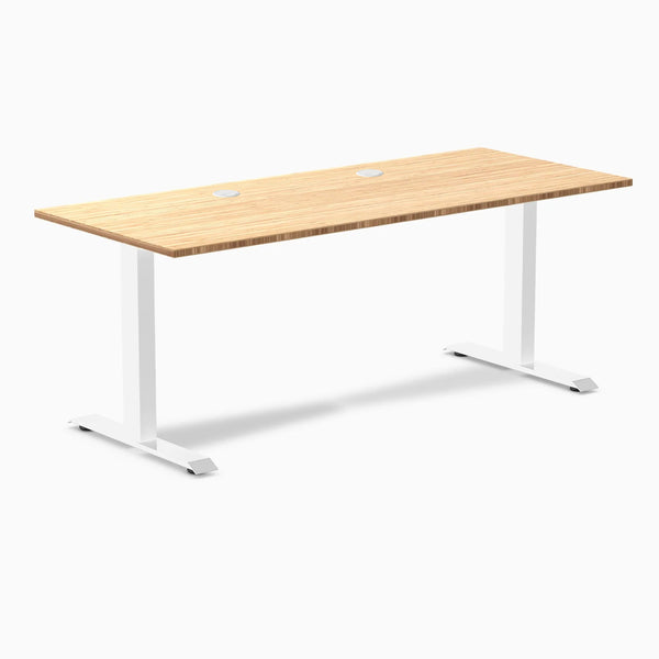 Desky Zero Bamboo Office Desk, Bamboo desktop, White frame