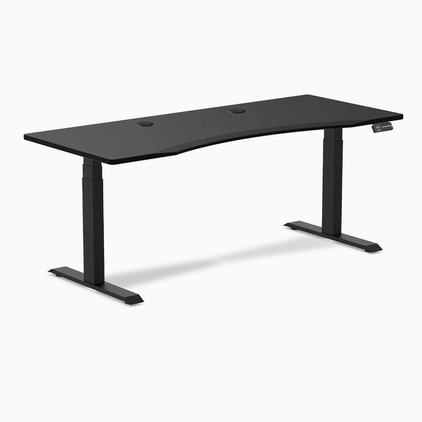 Desky Dual Ergo Edge Sit Stand Desk, Black desktop, Matte Black frame