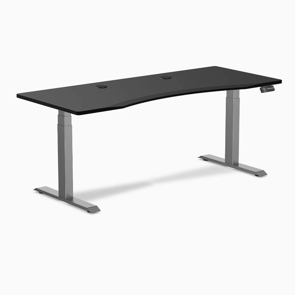 Desky Dual Ergo Edge Sit Stand Desk, Black desktop, Space Gray frame
