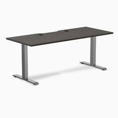 Desky Zero Scalloped Laminate Office Desk, Burnished Wood desktop, Space Gray frame
