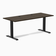 Desky Zero Bamboo Office Desk, Dark Bamboo desktop, Matte Black frame