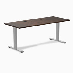 Desky Zero Rubberwood Office Desk, Dark Walnut desktop, Gray frame