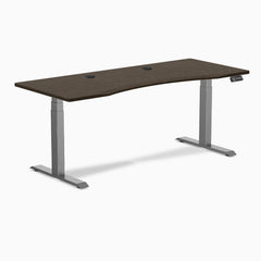 Desky Dual Ergo Edge Sit Stand Desk, Dark Bamboo desktop, Space Gray frame