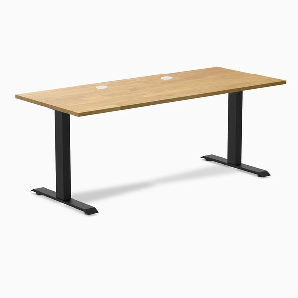 Desky Zero Rubberwood Office Desk, Light Oak desktop, Matte Black frame