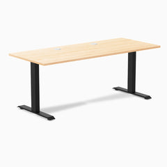 Desky Zero Hardwood Office Desk, Maple desktop, Matte Black frame