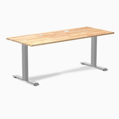 Desky Zero Rubberwood Office Desk, Natural Timber desktop, Gray frame