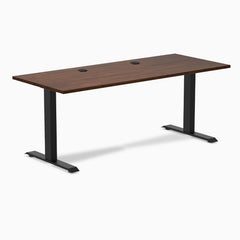 Desky Zero Rubberwood Office Desk, Red Walnut desktop, Matte Black frame