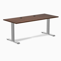 Desky Zero Rubberwood Office Desk, Red Walnut desktop, Gray frame