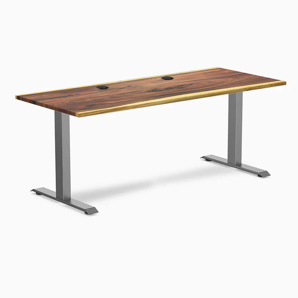 Desky Zero Hardwood Office Desk, Saman desktop, Space Gray frame