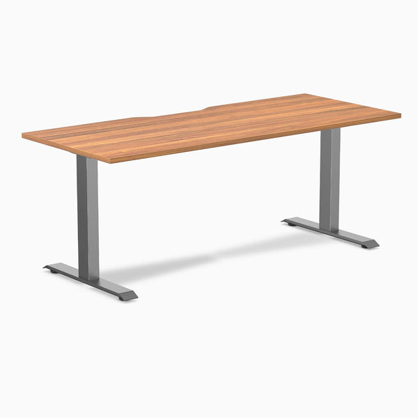Desky Zero Scalloped Laminate Office Desk, Prime Oak desktop, Space Gray frame