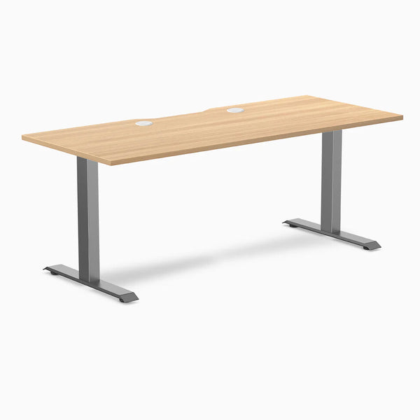 Desky Zero Scalloped Laminate Office Desk, Sublime Teak desktop, Space Gray frame