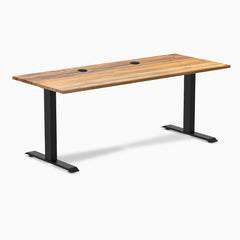 Desky Zero Hardwood Office Desk, Teak desktop, Matte Black frame