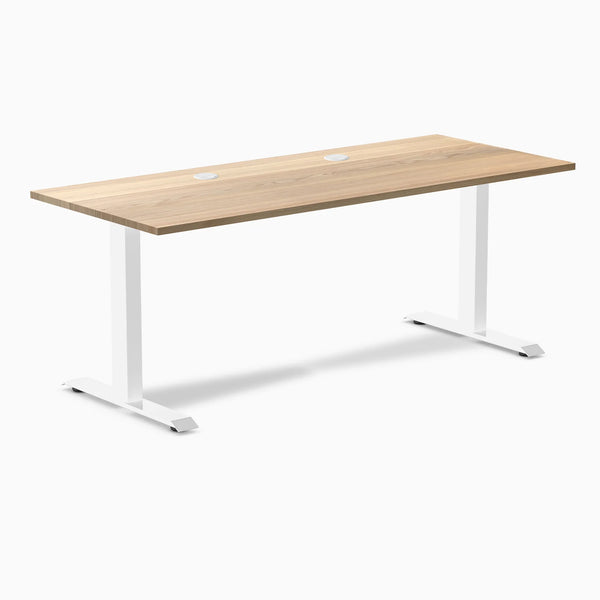 Desky Zero Hardwood Office Desk, White Ash desktop, White frame