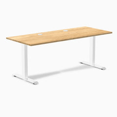 Desky Zero Hardwood Office Desk, White Oak desktop, White frame