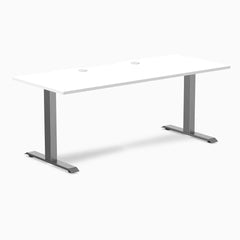 Desky Zero Scalloped Laminate Office Desk, White desktop, Space Gray frame
