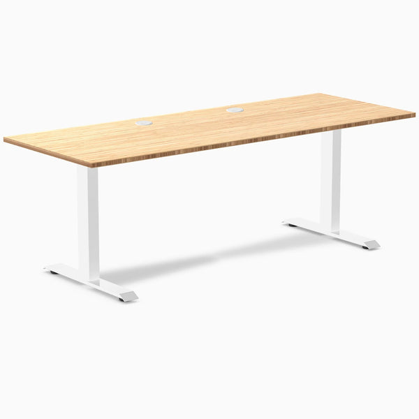 Desky Zero Bamboo Office Desk, Bamboo desktop, White frame