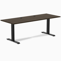 Desky Zero Bamboo Office Desk, Dark Bamboo desktop, Matte Black frame
