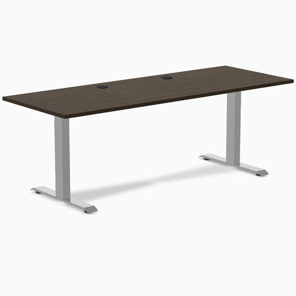 Desky Zero Bamboo Office Desk, Dark Bamboo desktop, Gray frame