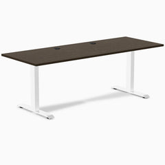 Desky Zero Bamboo Office Desk, Dark Bamboo desktop, White frame