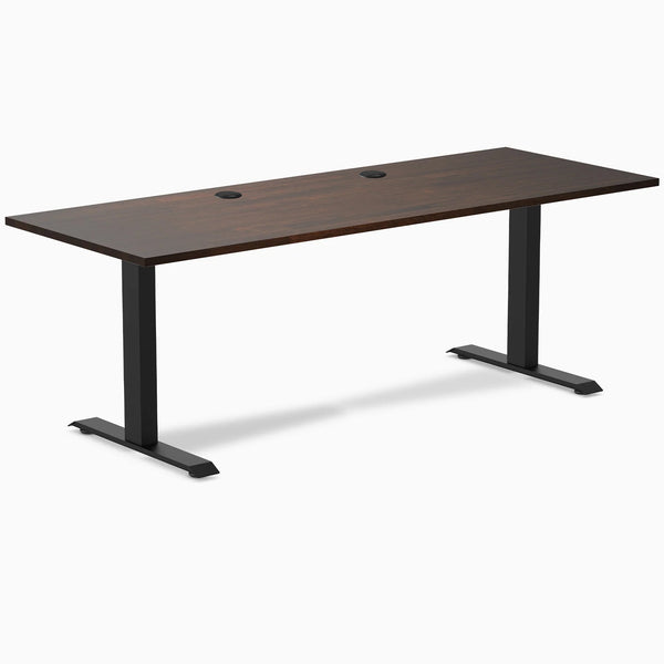 Desky Zero Rubberwood Office Desk, Dark Walnut desktop, Matte Black frame