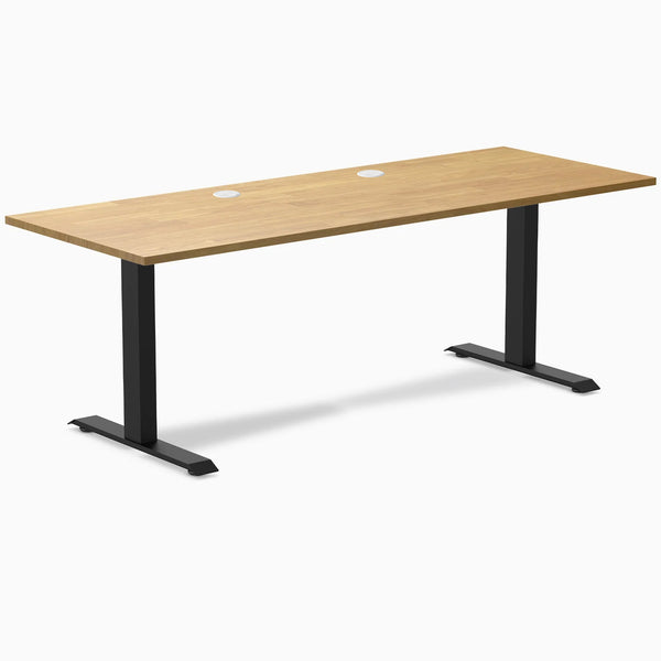 Desky Zero Rubberwood Office Desk, Light Oak desktop, Matte Black frame