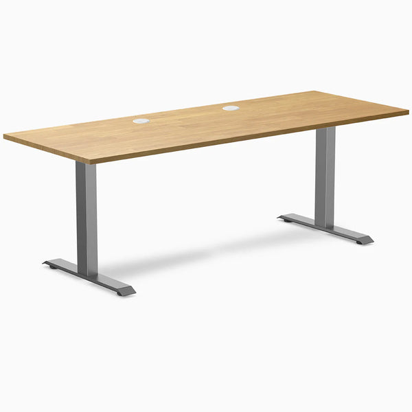 Desky Zero Rubberwood Office Desk, Light Oak desktop, Space Gray frame