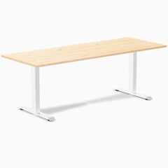 Desky Zero Hardwood Office Desk, Maple desktop, White frame