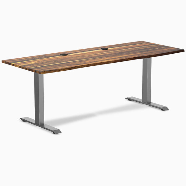 Desky Zero Hardwood Office Desk, Pheasantwood desktop, Space Gray frame