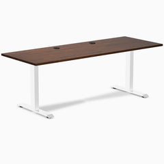 Desky Zero Rubberwood Office Desk, Red Walnut desktop, White frame