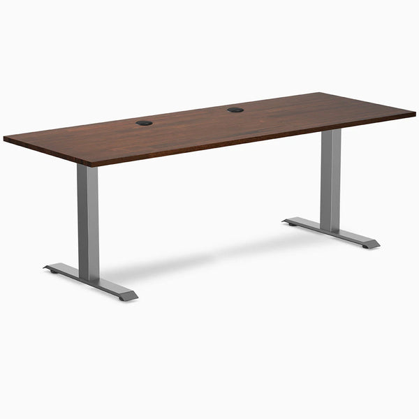 Desky Zero Rubberwood Office Desk, Red Walnut desktop, Space Gray frame