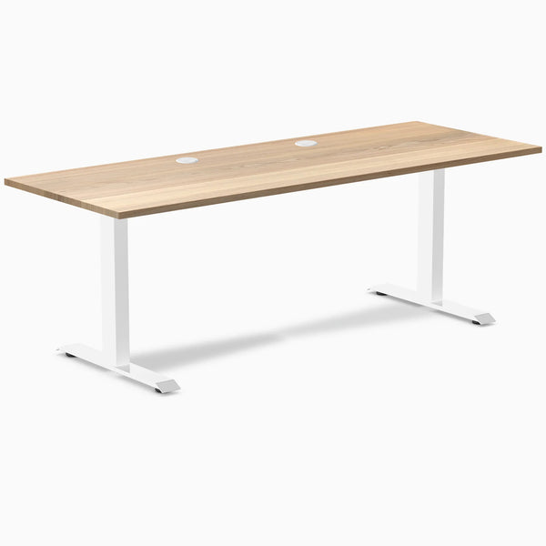 Desky Zero Hardwood Office Desk, White Ash desktop, White frame